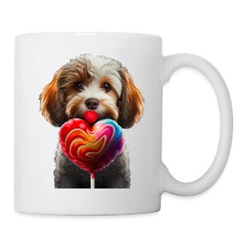 Chien heureux avec sucette en forme de cœur - Mug blanc - blanc - Droite