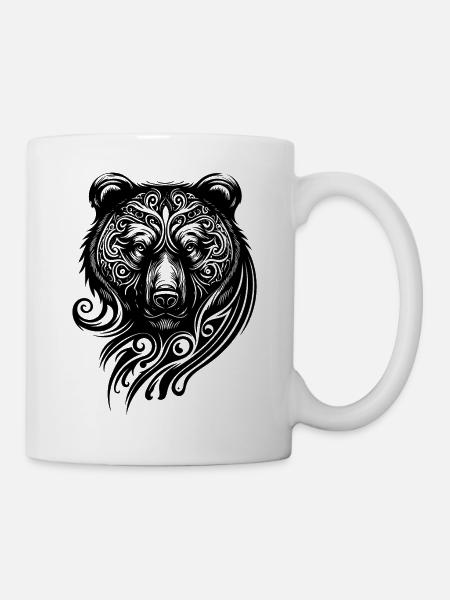 Ours Tribal Style Tatouage Animal Forêt Nordique Wilderness - Mug blanc - blanc