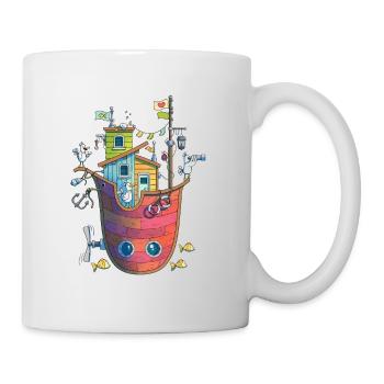 Vögel auf einem fliegenden Schiff - Tasse - Weiß - Rechts