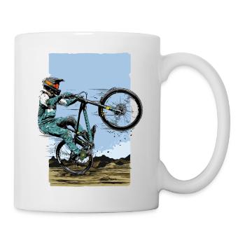 Manual on a DH bike (blue) - Mug - white - Right