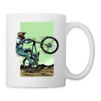 Manual on a DH bike (green) - Mug - white - Right