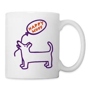 happy wuff - Tasse - Weiß - Rechts