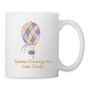 Tschüss Kindergarten - Hallo Schule - Tasse - Weiß - Rechts