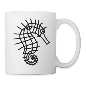 Stilisiertes Seepferdchen - Tasse - Weiß - Rechts