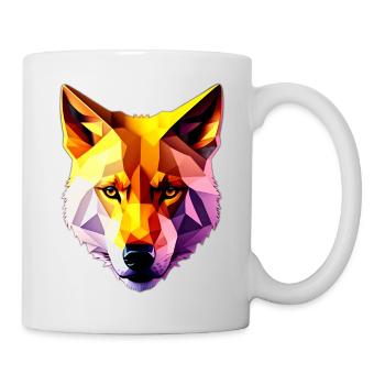 Low Poly Wolf Gesicht Design - Tasse - Weiß - Rechts