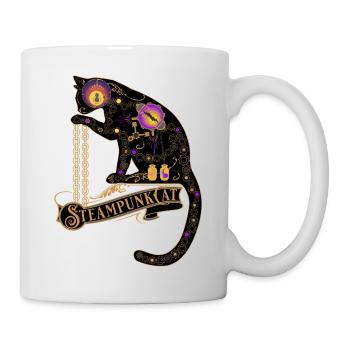 Steampunk Cat -Victorian Steampunk Design - Mug - white - Right