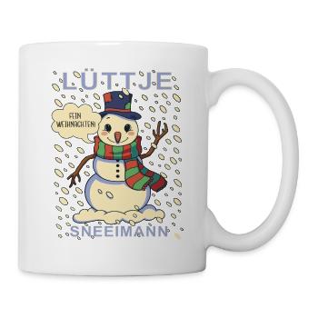Lüttje Sneeimann kleiner Schneemann - Tasse - Weiß - Rechts