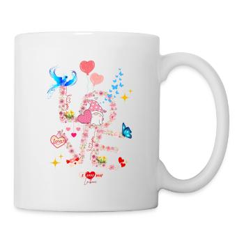 Blumen Valentinstag Ich LIEBE dich - Tasse - Weiß - Rechts
