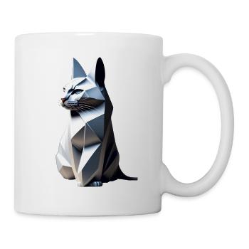 Gray cat origami profile, - Mug - white - Right