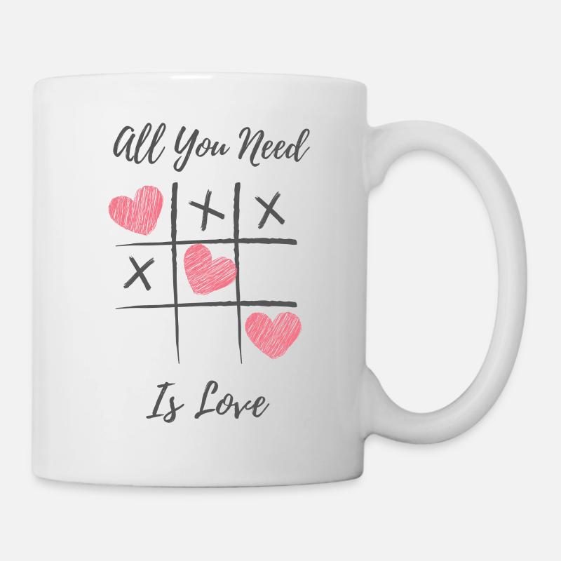 Valentinstags T-Shirt - Tic Tac Toe - Tasse - Weiß