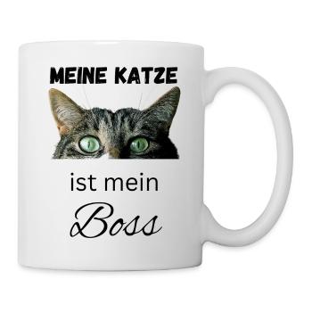 Meine Katze ist mein Boss - Tasse - Weiß - Rechts