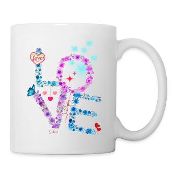 VALENTIN LOVE pink blau - Tasse - Weiß - Rechts