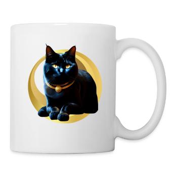 Black cat golden collar - Mug - white - Right