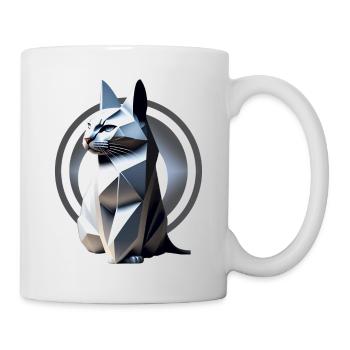 Graue Katze im Origami-Stil - Tasse - Weiß - Rechts