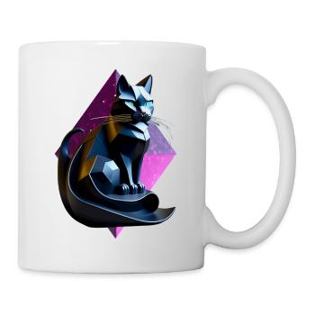 Chat noir profil origami - Mug blanc - blanc - Droite