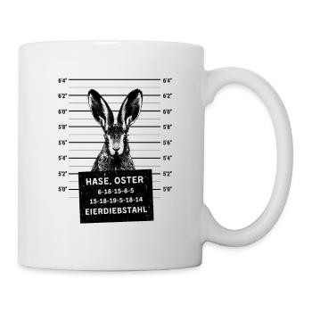 Osterhase Mugshot Polizeifoto Hase Ostern - Tasse - Weiß - Rechts