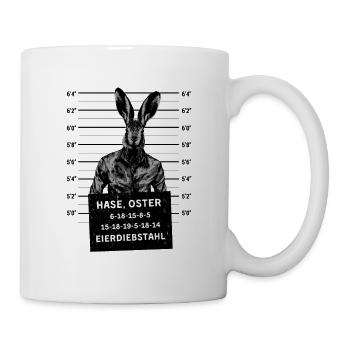 Osterhase Mugshot Polizeifoto Hase Ostern - Tasse - Weiß - Rechts