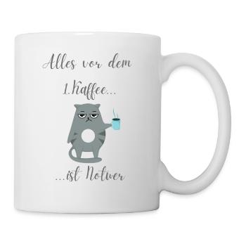 Kaffee und Katzenliebe - Tasse - Weiß - Rechts