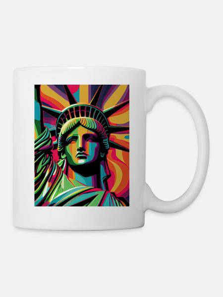 Bunte Freiheitsstatue - Tasse - Weiß