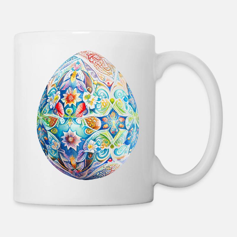 Oeuf de Pâques coloré et décoration printanière - Mug blanc - blanc