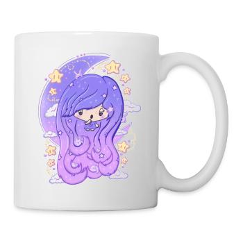 Moon and stars bubble head girl - Mug - white - Right