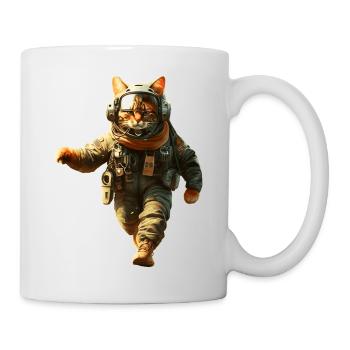 Katze in voller Piloten Montur als Kämpfer - Tasse - Weiß - Rechts