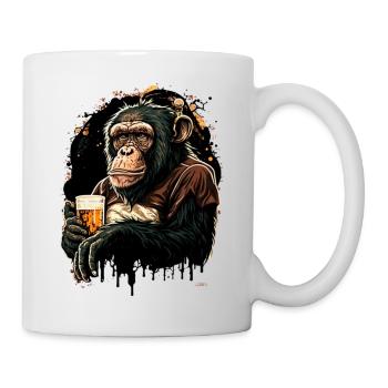 Cooler Bier Schimpanse - Tasse - Weiß - Rechts