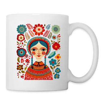 Jolie fille parmi les fleurs - Mug blanc - blanc - Droite