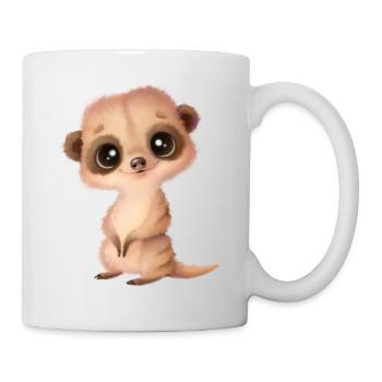 cute meerkat with eyes - Mug - white - Right