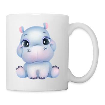 Süßes Baby-Nilpferd mit Glubschaugen - Baby-Hippo - Tasse - Weiß - Rechts