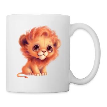 Süßer Cartoon-Baby-Löwe mit Glubschaugen - Tasse - Weiß - Rechts