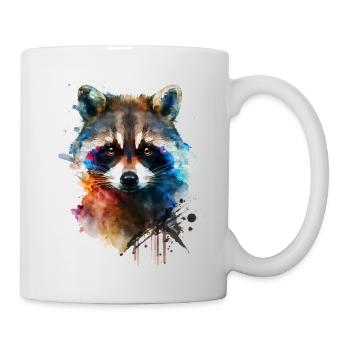 Waschbär Aquarell Coole Art-Motive Klimaschutz - Tasse - Weiß - Rechts