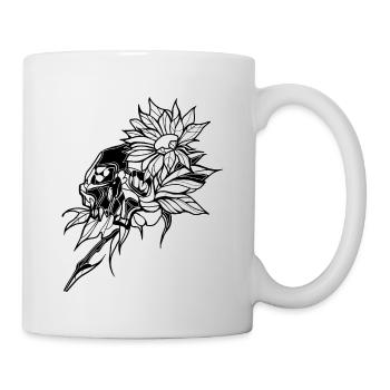 Schädel // Blume // Illustration - Tasse - Weiß - Rechts
