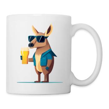 Cooler Elch mit Sonnenbrille und Bier - Tasse - Weiß - Rechts