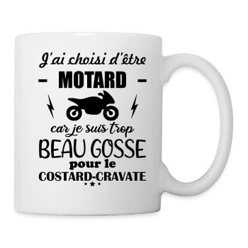 J'ai choisi d'être motard, idée cadeau, moto - Mug blanc - blanc - Droite