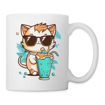 Chat en vacances d’été - Mug blanc - blanc - Droite