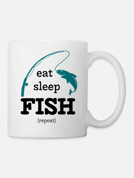 Manger, dormir, pêcher - répéter - Mug blanc - blanc