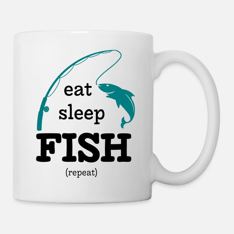 Manger, dormir, pêcher - répéter - Mug blanc - blanc