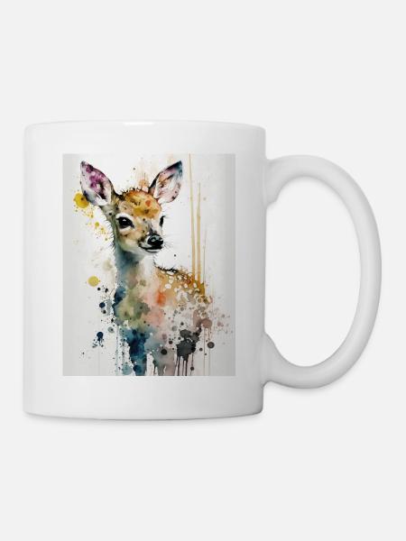 Niedlicher Hirsch im Aquarellstil - Tasse - Weiß