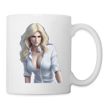 Blonde Frau - Tasse - Weiß - Rechts