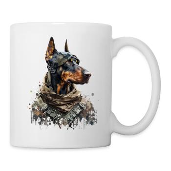 Doberman as a soldier - Mug - white - Right