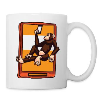 Affe benutzt ein Smartphone - Tasse - Weiß - Rechts