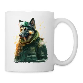 German Shepherd as a soldier - Mug - white - Right