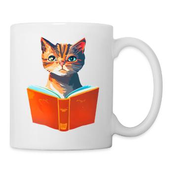 Cat Books Domestic Cat Reading Cat Book Kitten - Mug - white - Right