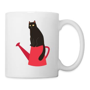 Spring design - black cat on watering can - Mug - white - Right