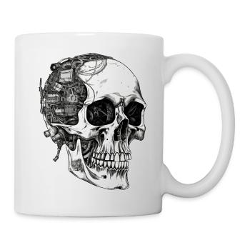 Gruseliger Machinen Totenkopf Schädel im Goth Stil - Tasse - Weiß - Rechts