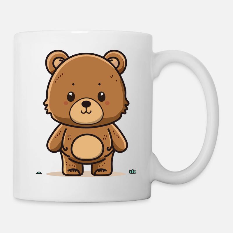 Illustration mignon d’un petit ours en peluche brun - Mug blanc - blanc