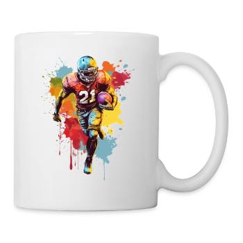 American Football Spieler USA Sport Bunt Splash - Tasse - Weiß - Rechts