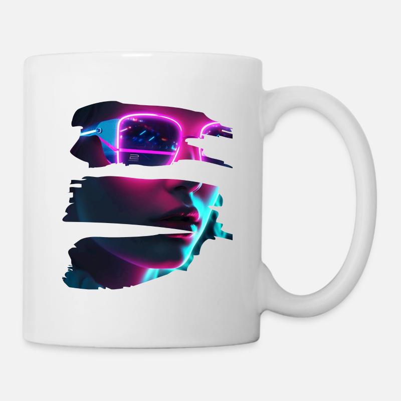 Cyber-Punk DJane - Neon Sunglasses - Mug - white