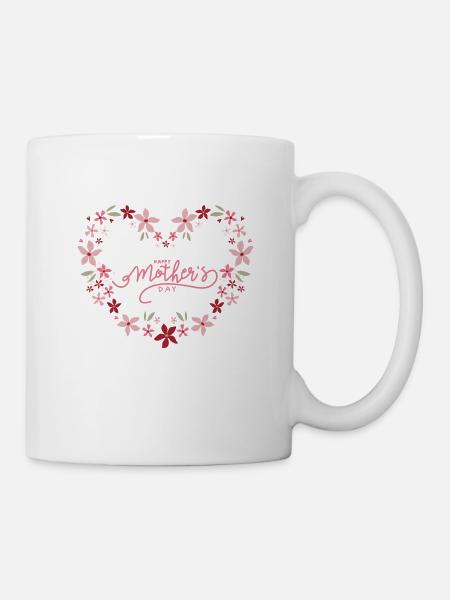 Alles Gute zum Muttertag mit Blumen - Tasse - Weiß